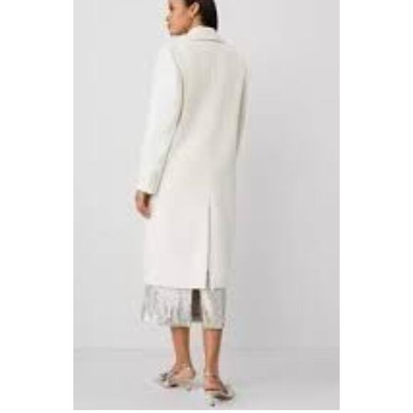 NWOT Ann taylor Long Line Double Breasted Coat Ivory Snow White Small - Picture 6 of 6
